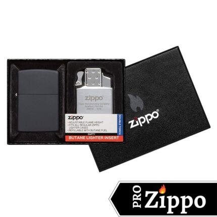 Набор ZIPPO: зажигалка №218 и газовый вставной блок с двойным пламенем №65827, в подарочной коробке