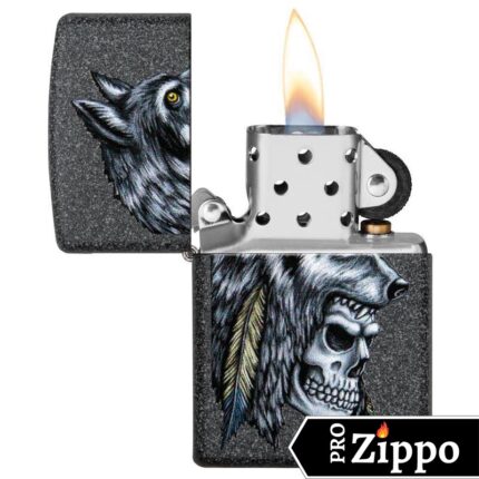 Зажигалка Zippo (зиппо) №29863 Wolf Skull Feather Design
