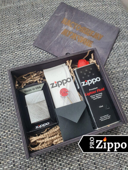 Зажигалка Zippo №24648 в подарочной коробке “Настоящему мужчине”,Топливо, Фитиль, Кремний 59252