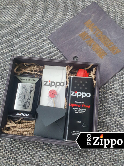 Подарочный набор Zippo “Настоящему мужчине” Зажигалка Zippo № 200FISHERMAN,Топливо, Фитиль, Кремний