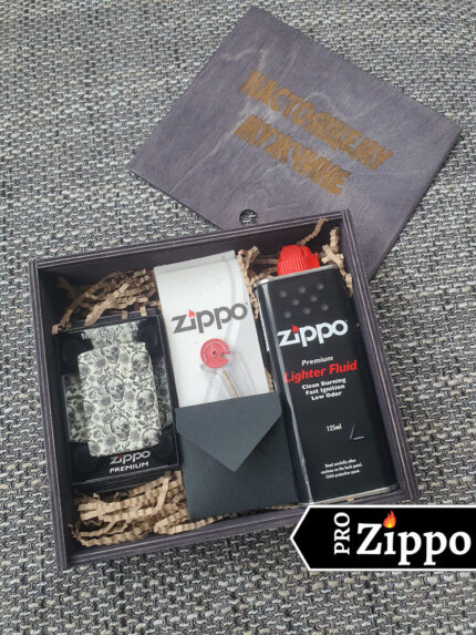 Зажигалка Zippo №49458 Skeleton в подарочной коробке “Настоящему мужчине”,Топливо, Фитиль, Кремний 5