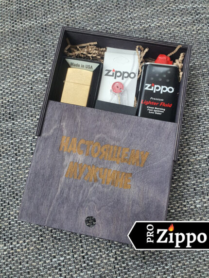 Зажигалка Zippo №49477 в подарочной коробке “Настоящему мужчине”,Топливо, Фитиль, Кремний 59242