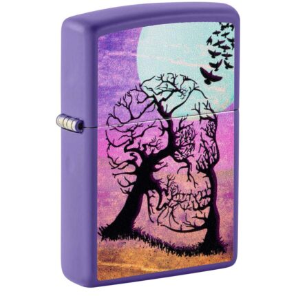 Зажигалка Zippo (зиппо) №48638 Skull Tree с покрытием Purple Matte, черная