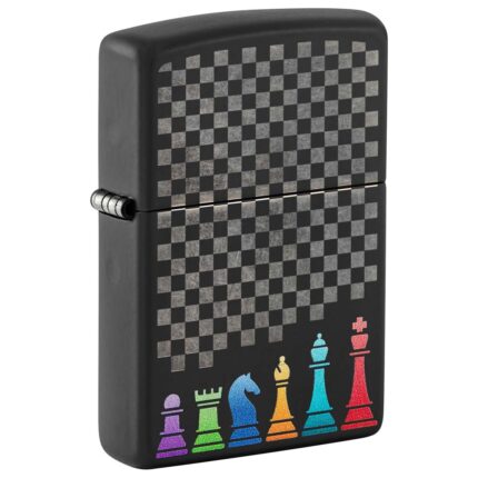 Зажигалка Zippo (зиппо) №48662 Chess Pieces с покрытием Black Matte, черная