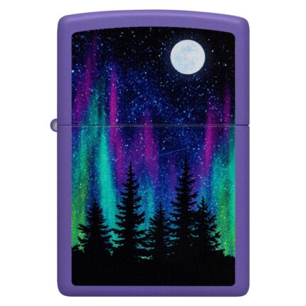 Зажигалка Zippo (зиппо) № 48565 Night In The Forest с покрытием Purple Matte, фиолетовая, матовая