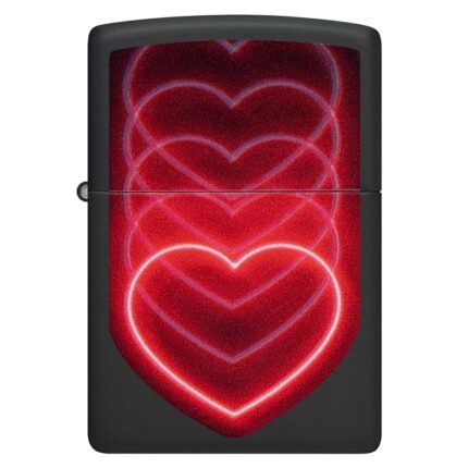 Зажигалка Zippo (зиппо) №48593 Hearts Design с покрытием Black Light, черная, матовая
