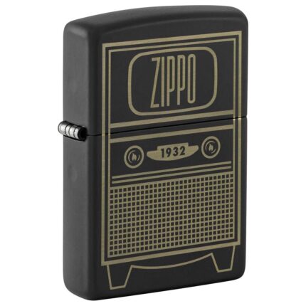 Зажигалка Zippo (зиппо) №48619 Vintage TV Design с покрытием Black Matte, черная