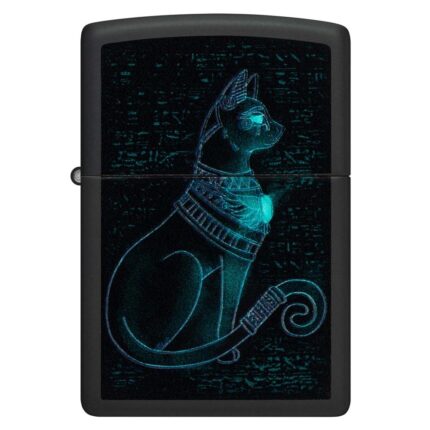 Зажигалка Zippo (зиппо) №48582 Spiritual Cat с покрытием Black Light, черная, матовая