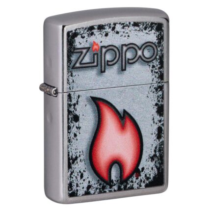 Зажигалка Zippo (зиппо) №49576 Flame Design с покрытием Street Chrome, серебристая