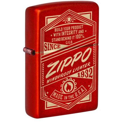 Зажигалка Zippo (зиппо) №48620 Classic с покрытием Metallic Red, красная